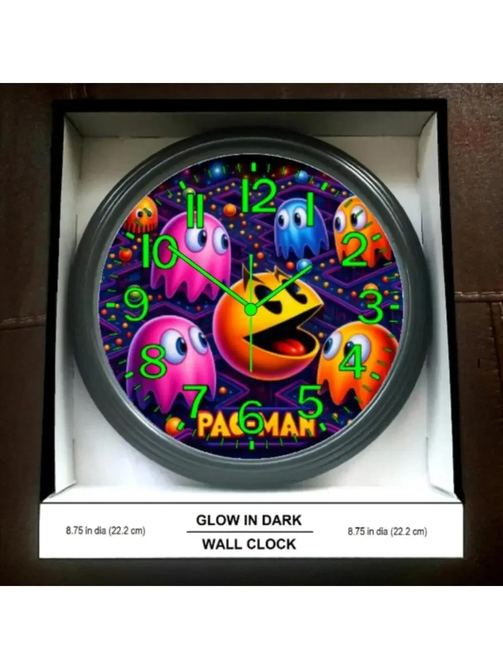 Pac-Man Atari Game Room Glow In The Dark Wall Clock New!